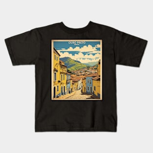 Ouro Preto Brazil Vintage Tourism Travel Poster Art Kids T-Shirt